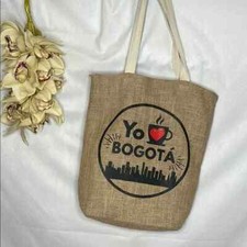 Image of Beige Tote Bag with Bogotá Print NWOT Colombia Souvenir Reusable Bag