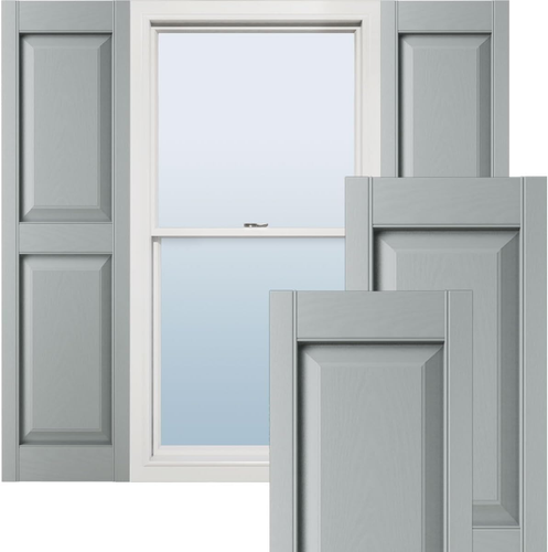 12"W X 31"H Lifetime Vinyl, Standard Two Equal Panels, Raised Panel Shutters, W/