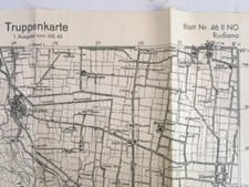 Deutsche Heereskarte "Rudiano"   Italien, Maße 50 x 56 cm, datiert 1944, ungebra