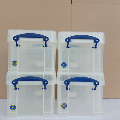 4 x Really Useful Aufbewahrungsbox & Deckel CD DVD blu-ray 3 Liter transparent  