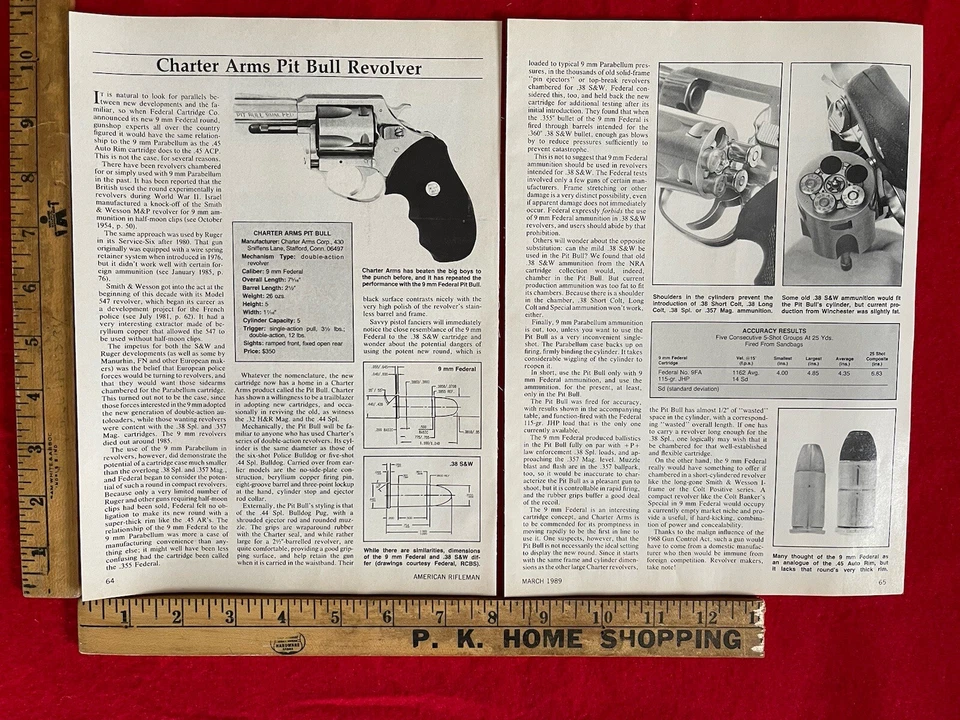 Vintage 1989 Print Ad Charter Arms Pitbull Revolver Specs/Accuracy /History - Image 2 of 2