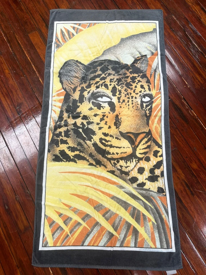 "Toalla de playa grande vintage Big Cat leopardo, puma, león, puma 57"" X 27" Foto 3 de 4