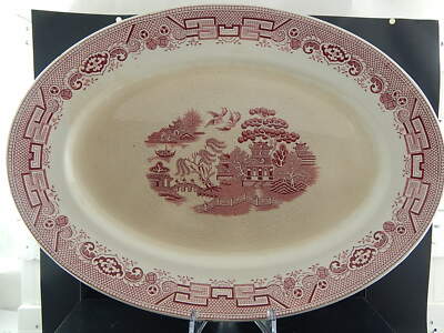Antique Large Tray 1930 English Ceramic Willow Decoration Gibson&Sons Burslem