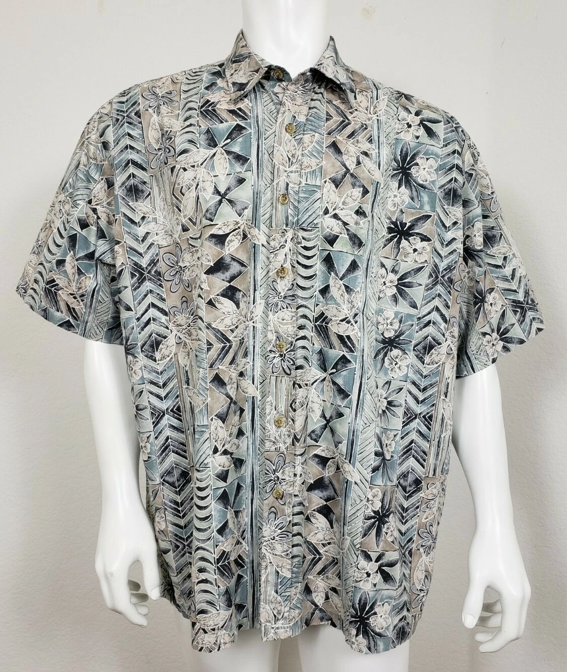 Cooke Street Mens Size Big 2XL Short Sleeve Button Hawaiian Floral Reverse Print