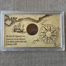 Admiral Gardner Shipwreck 1808 Coin, 10 Cash, W/ Historical Display Case