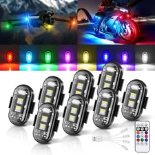 8PCS Wireless LED Strobe Light RGB 8 Colors Rechargeable Flashing Warning Lights