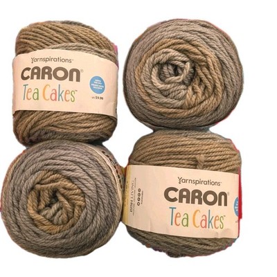 Lot Of 4 Caron Tea Cakes Yarn 8.5 oz Acrylic / Wool Blend Shea Butter Crochet 