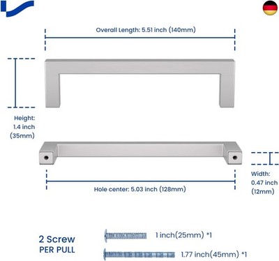 LONTAN 10 Stück Küchengriffe 128mm lochabstand Möbelgriffe Edelstahl Küchengriff