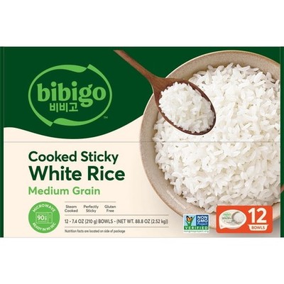 Bibigo Korean Style Cooked Sticky White Rice Bowl, 7.4 oz., 12 pk.
