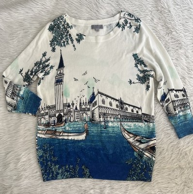 Joseph A Venice Canal Italy Sweater Blouse Shirt Top Knit Travel SZ XL