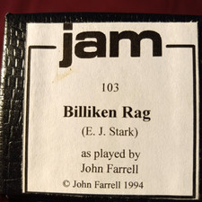 SPECIAL REISSUE Jam "Billiken Rag" piano roll NEVER BEEN PLAYED