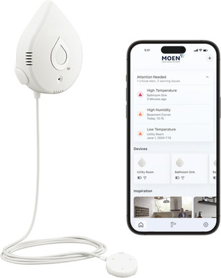 Moen Flo Smart Water Leak Detector Drip Flood Sensor Alarm 1 Pack White 920-004