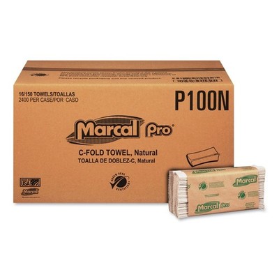 Marcal PRO P100N 1-Ply Folded Paper Towels - Natural (150/PK 16 PK/CT) New