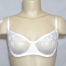 38D Felina 190013 Sabrina Sheer Lace Demi UW Bra White NWT