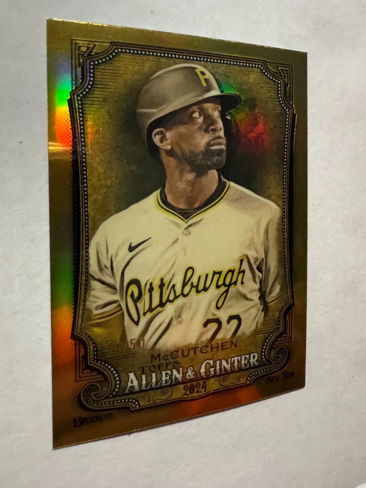 2024 Topps Allen & Ginter cromo Andrew McCutchen #203 refractor de oro 44/50 Foto 2 de 4