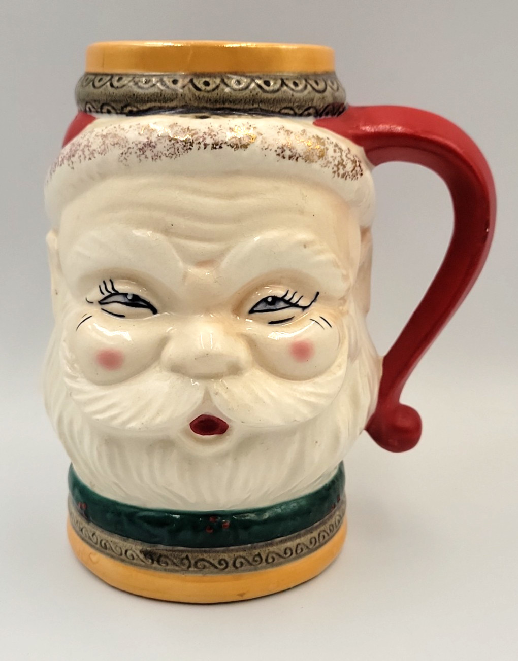 Vintage Christmas Ceramic Santa Stein/Mug Decor Made in Japan