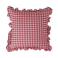 Plaid Ruffle Throw Pillow Cover Farmhouse Red and White Checkered Pillowcase ...