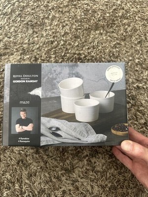 4 Royal Doulton Gordon Ramsay Maze White Ramekin  Bowl Custard Cup New