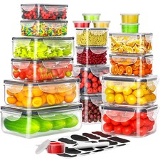 40 PCS Food Storage Containers with Lids Airtight 20 Containers 20 Lids , Pla