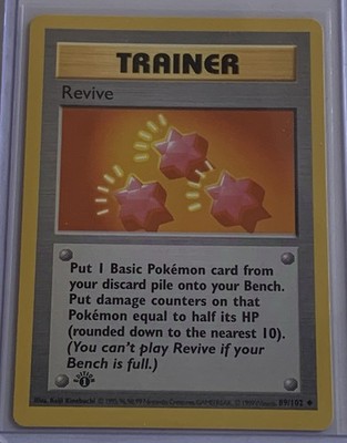 1999 Pokemon TCG Base 1st Edition Shadowless Trainer Card Revive #89/102 EX-NM