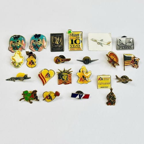 Vintage American Airlines AA Enamel Pin Lot 22pc Airplane Cargo Holiday Employee