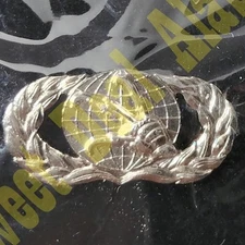 USAF Communications & Information Badge Pin, 1-3/4W x 1-1/8H, No Shine Insignia