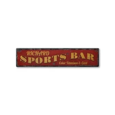 Sports Lover Bar, Custom Bar Owner Name - Rustic Distressed Wood Sign