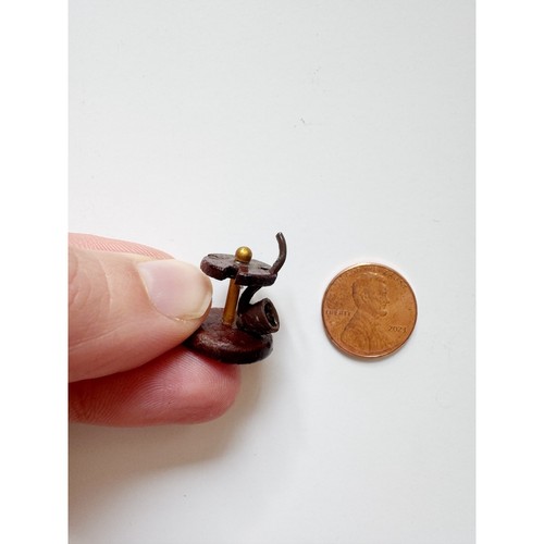1:12 Scale Dollhouse Miniature Vintage Artisan Handmade Wooden Pipe and Stand