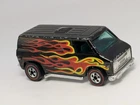 Vintage 1975 Hot Wheels Redline Super Van Black w/Flames Blue Windows Hong Kong