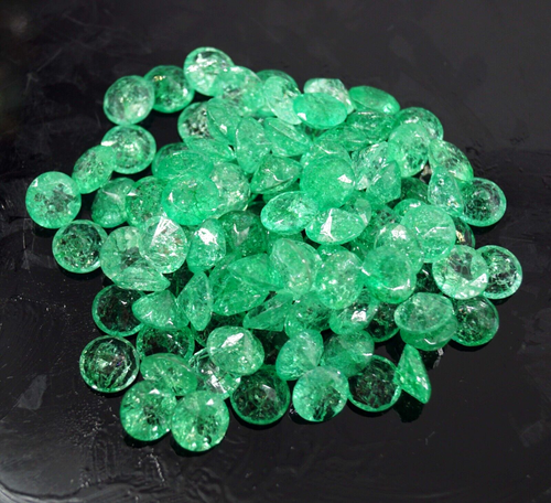 Lotto 15 pezzi pietre preziose 8 mm taglio tondo naturale Colombia verde smeraldo certificato GIE - Foto 1 di 10