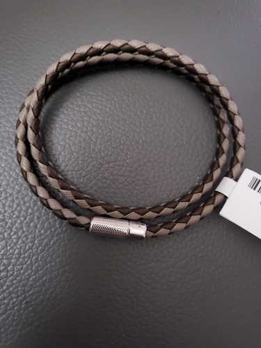 475$ Ermenegildo Zegna Mens Braided Leather Double -Wrap Bracelet.Made In Italy - Picture 8 of 15
