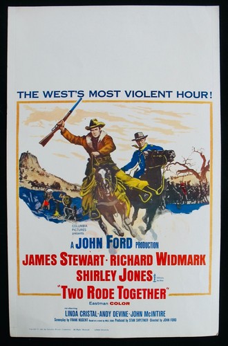 DOS CABALGADOS JUNTOS ~ PÓSTER ORIGINAL DE LA PELÍCULA 14x22 raro ~ 1961 John Ford James Stewart - Imagen 4 de 4