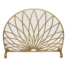 Gold Arch Art Deco Fan Shape Fireplace Screen Sunrise Starburst Firescreen