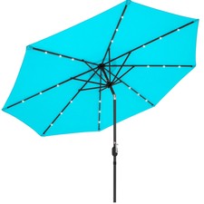 Large Patio Umbrella Outdoor Folding Sunbrella 10ft Deluxe Solar Led Lighted For Sale Online Ebay