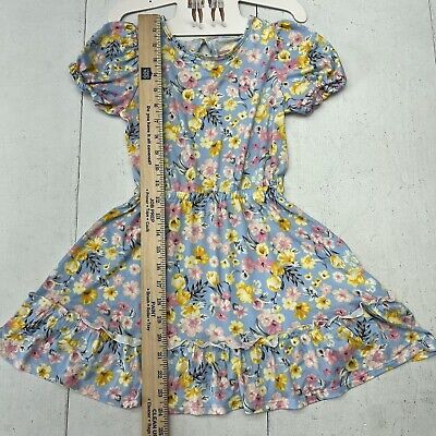 BCBG Girls Blue Floral Short Sleeve Dress Girls Kids Size XS BCBG Girls Blue Floral Short Sleeve Dress Girls Kids Size XS