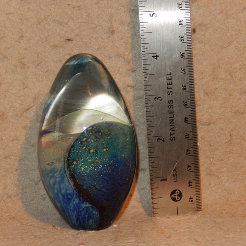 EICKHOLT Large 1993 Signed Art Glass Paperweight Egg Studio Dichroic Glitter - Picture 14 of 14