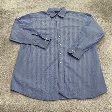 Tommy Hilfiger Dress Shirt Mens 17 32-33 XL Blue Pinstriped Cotton Classic Work