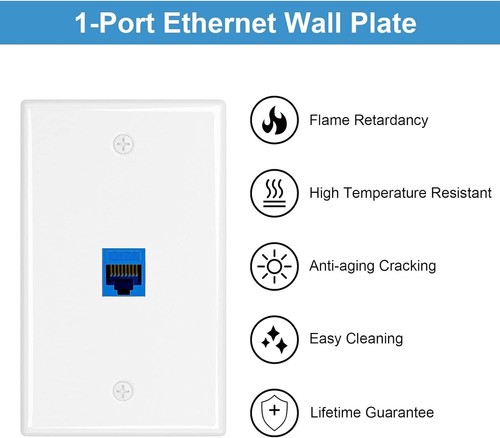 (Pack de 2) Plaque Murale Ethernet, Plaque Murale Jack Keystone 1 Port avec Clé RJ45 - Photo 5/6