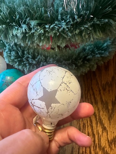 4 GE Vintage Snowflake Painted Christmas Bulbs RARE working original box - Picture 12 of 17