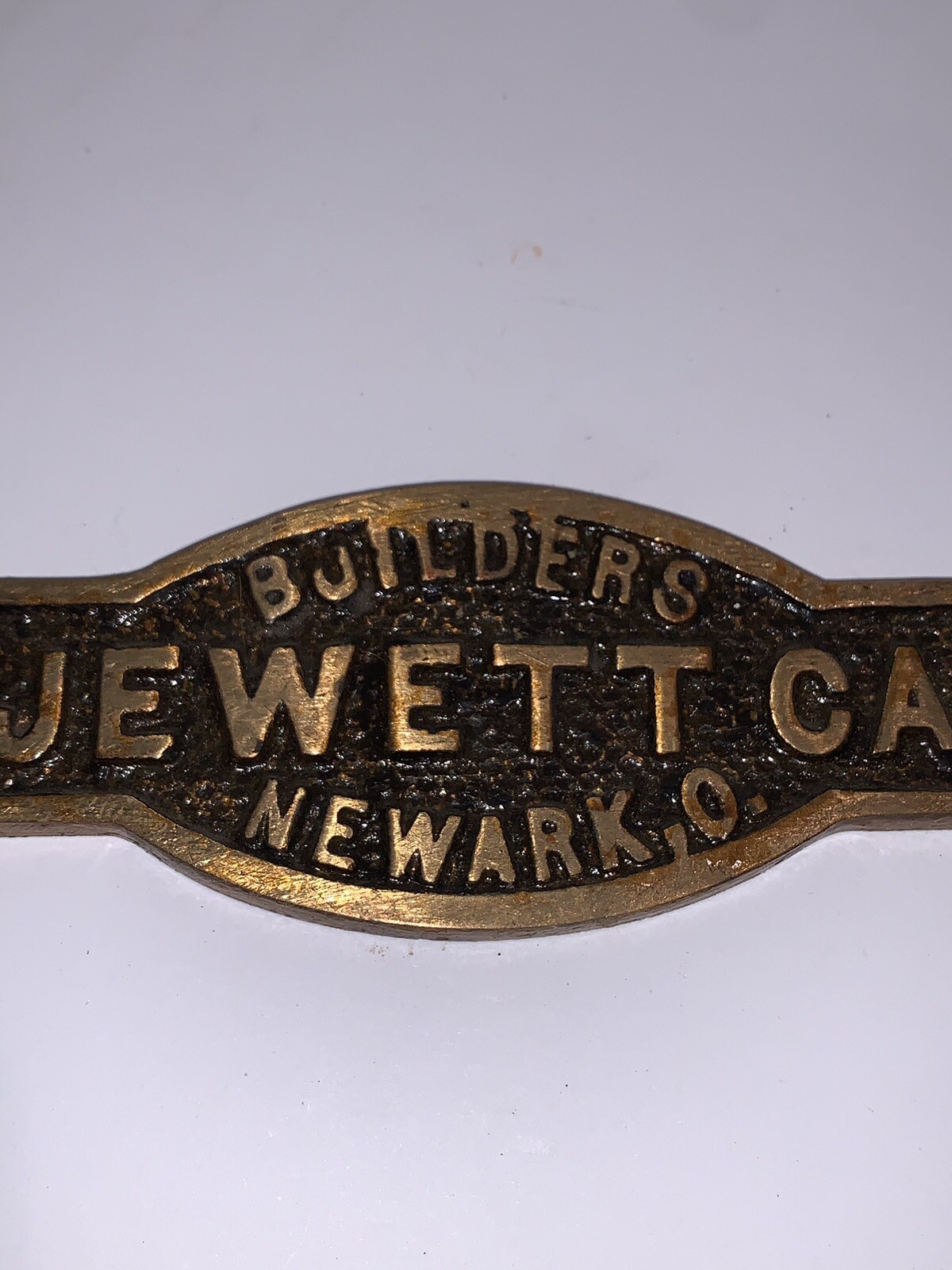 Antique The Jewett Car Co. Newark Brass Plaque Embossed Sign eBay