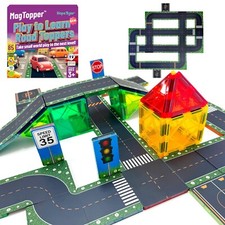 Magnetic Tile Road Toppers - 85-Piece Set Creative Construction Road Tiles