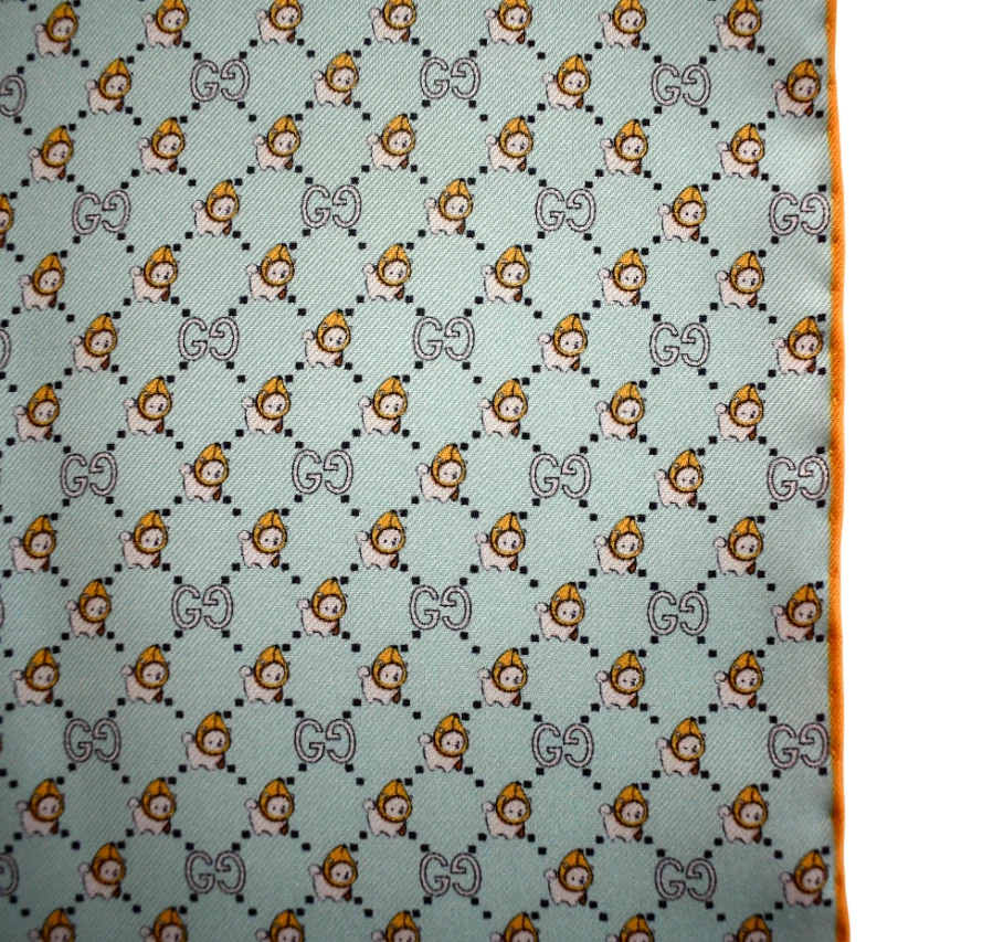 🆕️NUEVO Pañuelo Cuadrado de Bolsillo Auténtico Estampado ANIMAL GUCCI PIKARAR 100% SEDA Foto 2 de 4