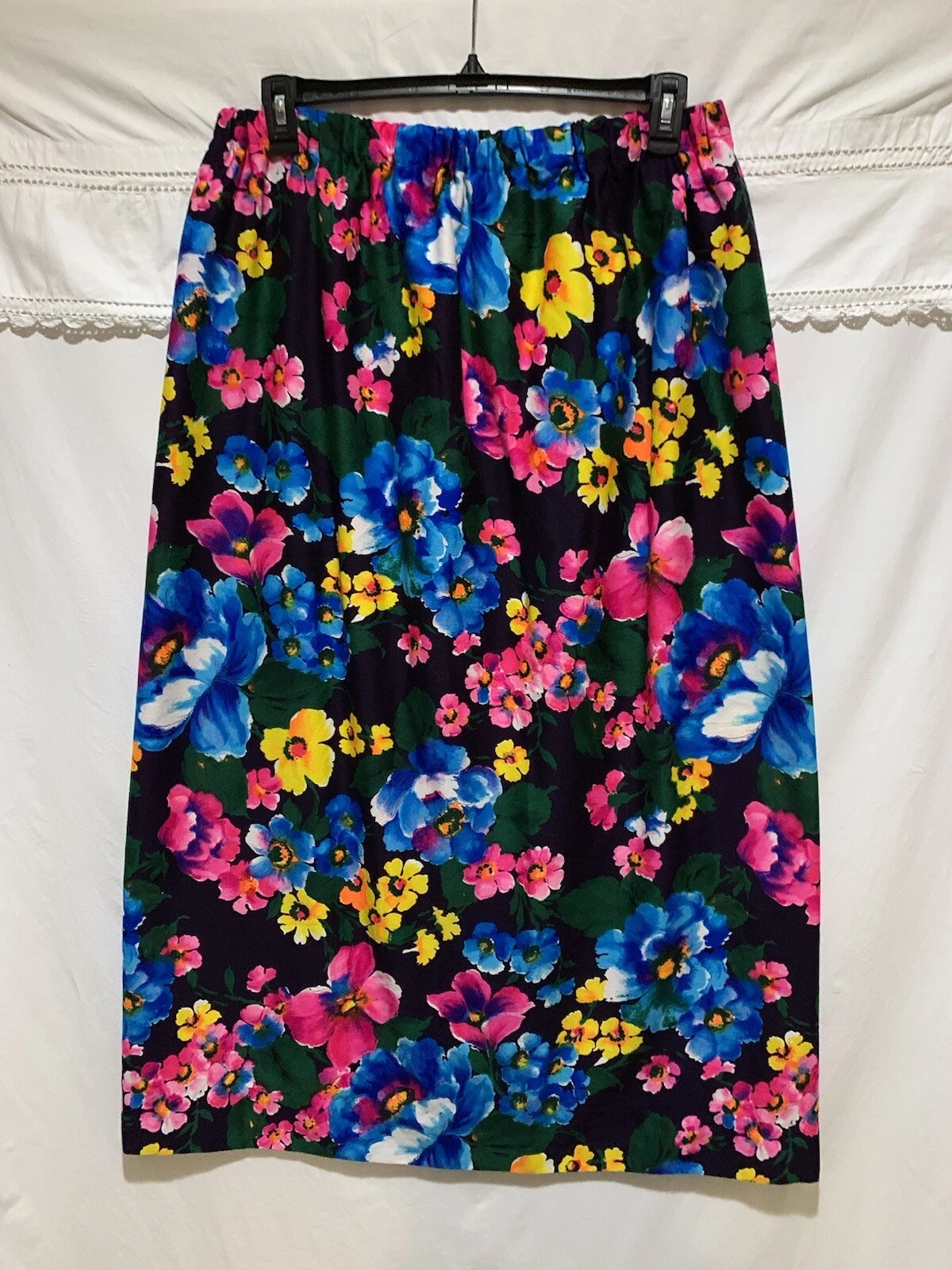 ❤️Vintage Women’s Skirt Hawaiian floral XL elastic waist MEASUREMENTS IN PHOTOS