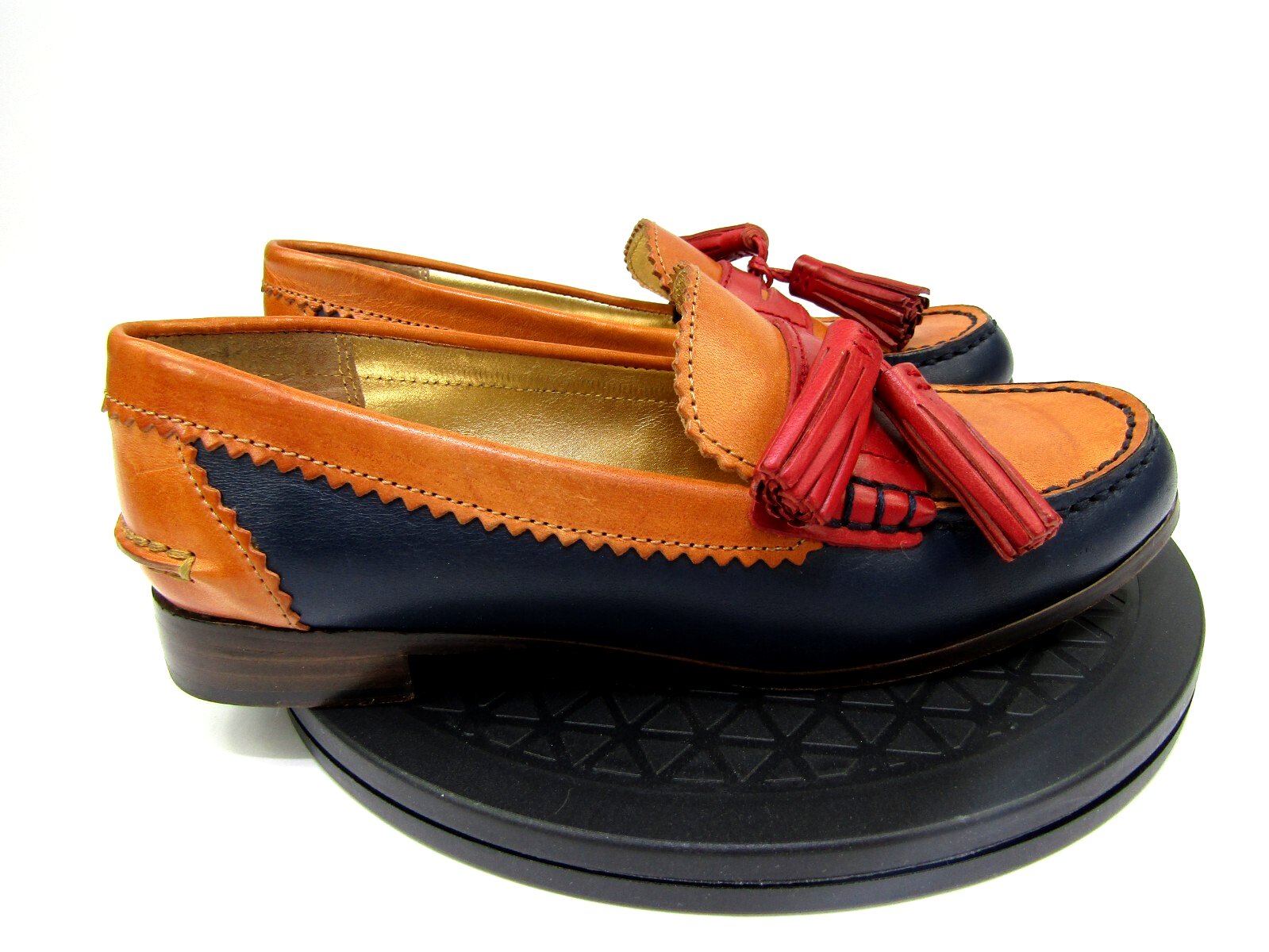 Women's Coach Leather Tassel Loafers Size 6.5 B Multicolor Slip-On Preppy Style-image