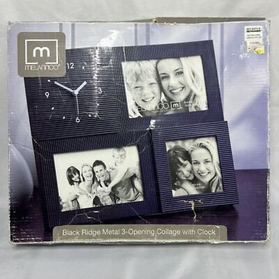 #ad #ad MELANNCO Black Ridge Metal 3 Opening Collage with Clock $30.59