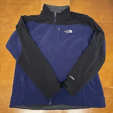 The North Face Jacket Mens Medium Blue SoftShell TNF Apex Full Zip Log Sleeve