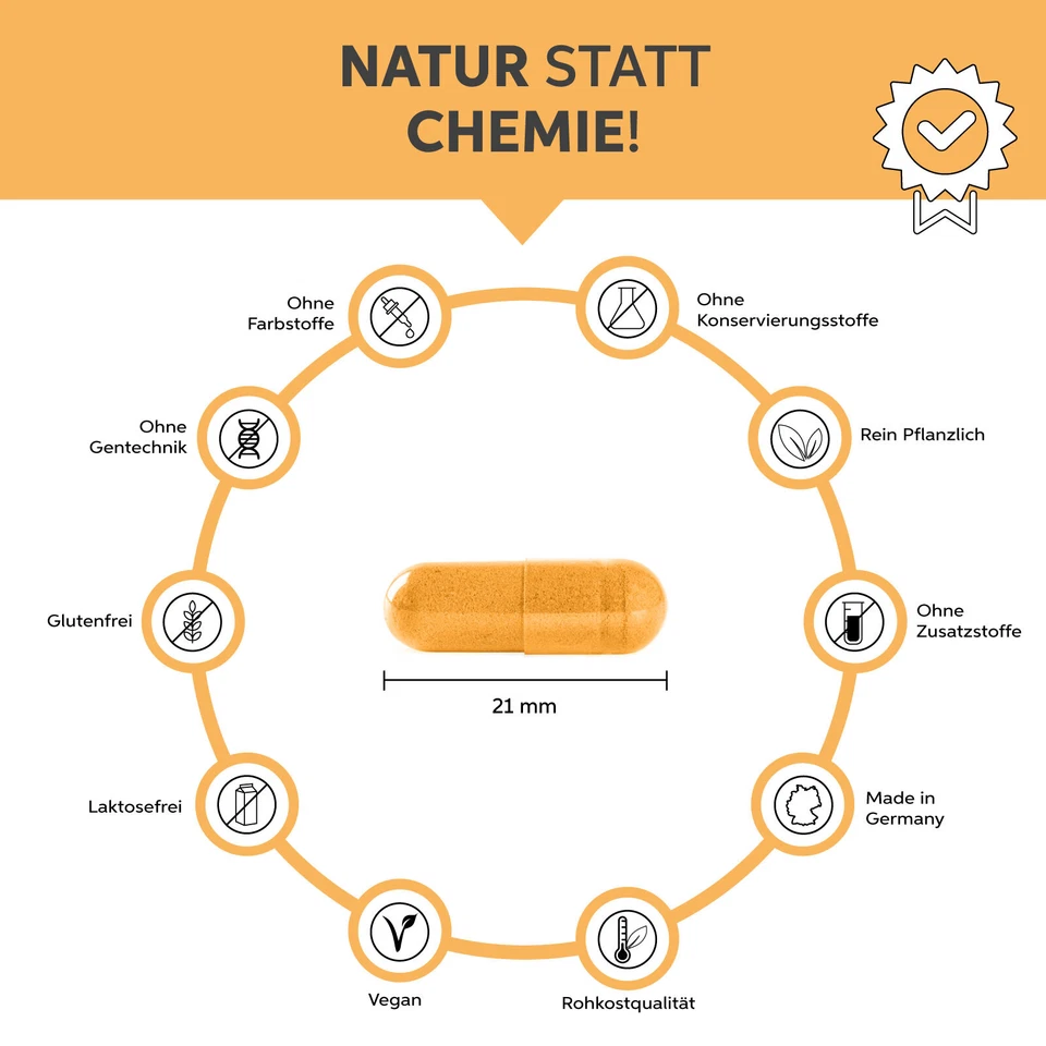 Bio Kurkuma Kapseln | Curcumin & Piperin Hochdosiert 1500mg Tagesdosis Curcuma - Bild 4 von 4