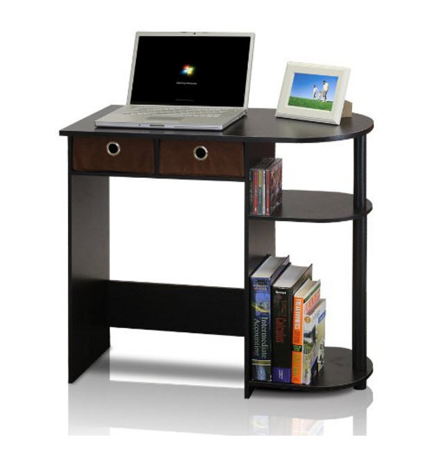 Computer Desk for Small Spaces Office Home Table Wood Workstation Espresso Brown-image
