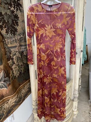 chinese dress ladies Women's Melissa Mock Neck Sheer Mix Mesh Bodycon Midi Dress in Size Medium - Plum main image 0