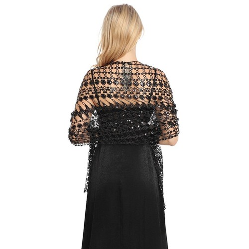 Women Tassel Sequins Shawl for Evening Dress Cheongsam Shawl Wedding Party Shawl - Picture 2 of 29